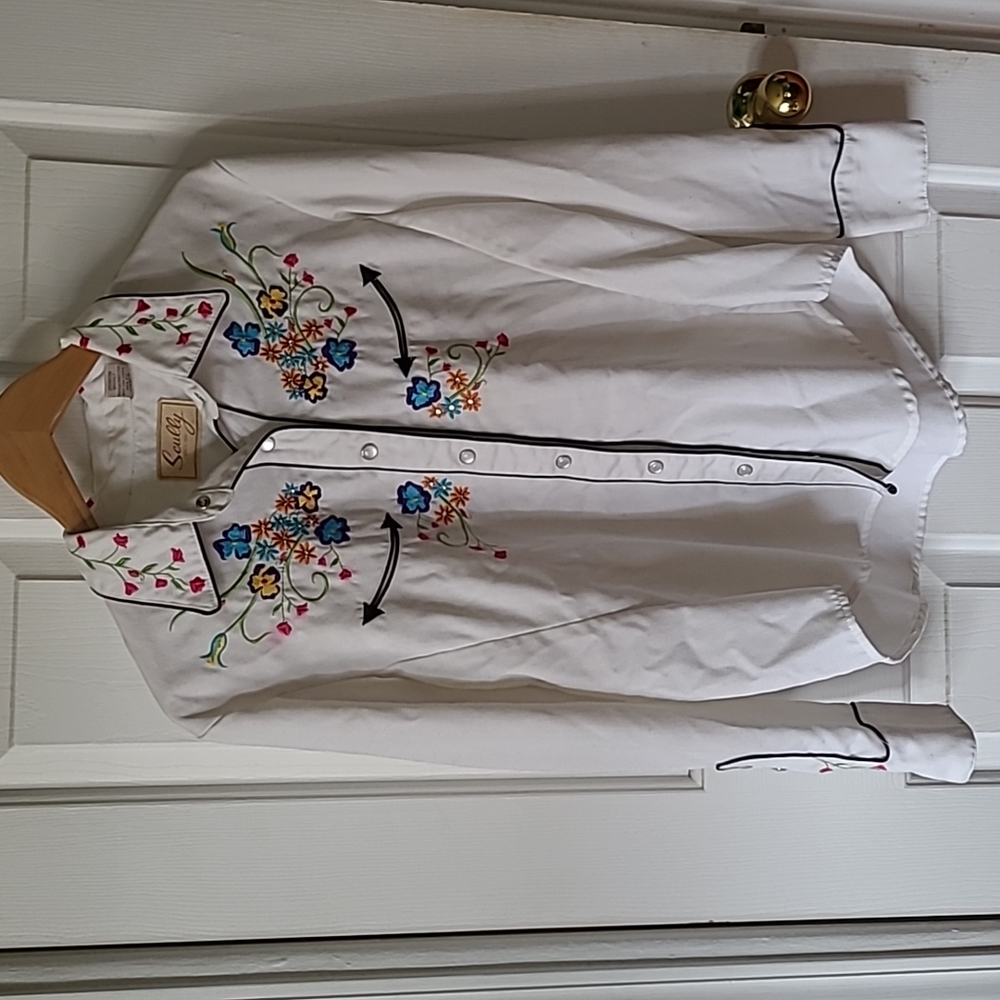 Western Rodeo Pearl Snap W/ Rhinestones EUC M VINTAGE